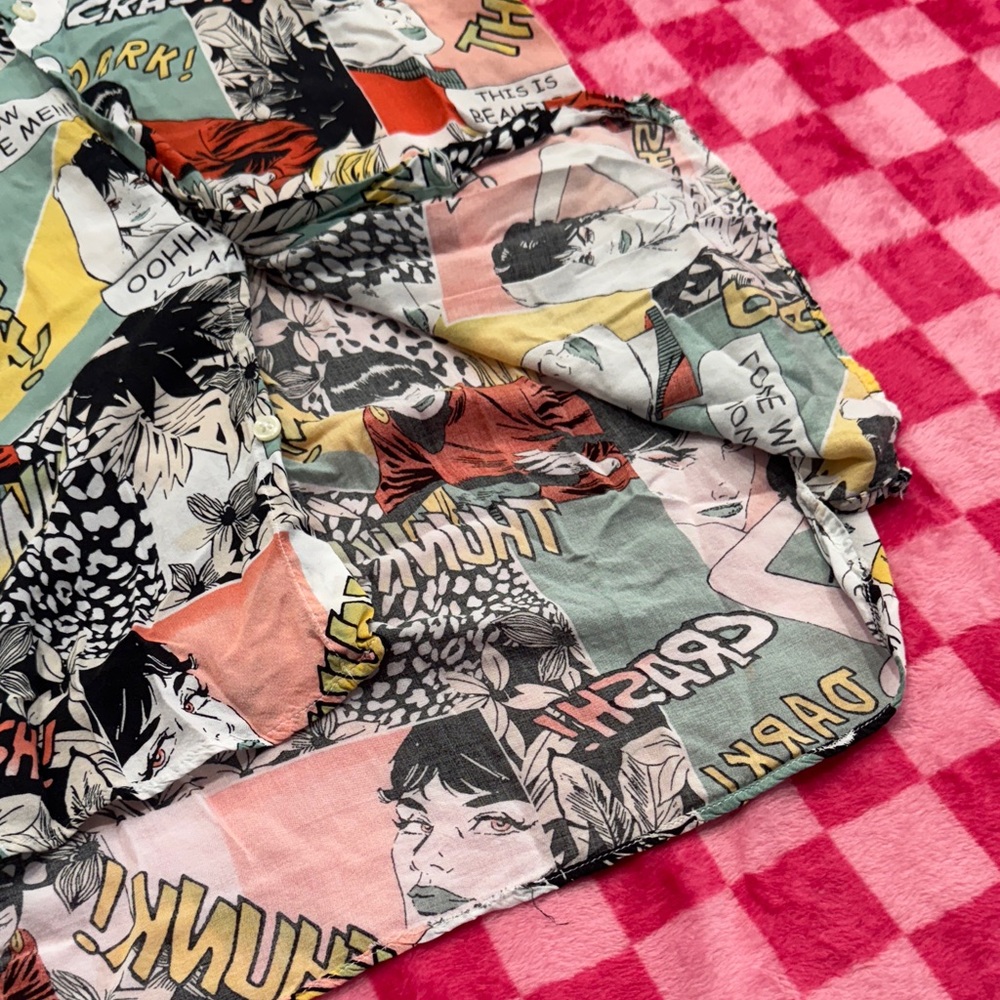 Zara Man Multicolor Graphic Button-Down Shirt - Picture 5 of 6